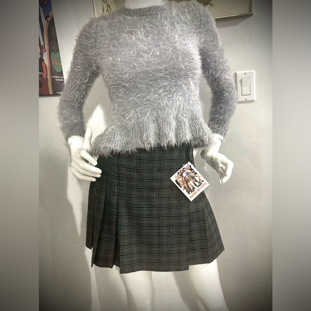 Empire Records Costume - Blue Faux Mohair Top and Vintage Blue Plaid Kilt